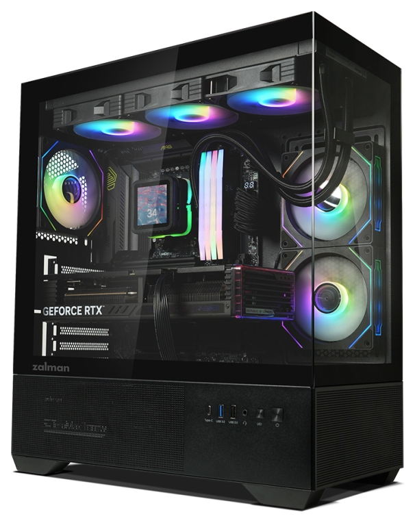CAJA ZALMAN CHRONIX ATX 3 XVENT 120MM ARGB 1XUSB 3.0 NEGRO S/N FUENTE - detalle