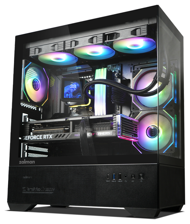 CAJA ZALMAN CHRONIX ATX 3 XVENT 120MM ARGB 1XUSB 3.0 NEGRO S/N FUENTE - detalle