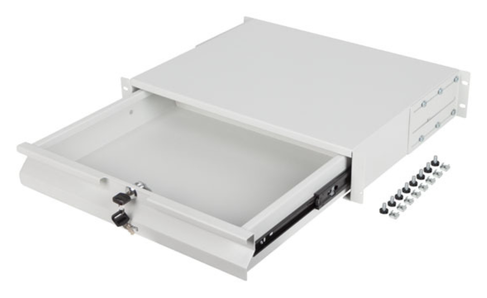 CAJON LANBERG PARA RACK 19" 2U 483X360MM HASTA 90KG GRIS CIERRE FRONTAL - detalle