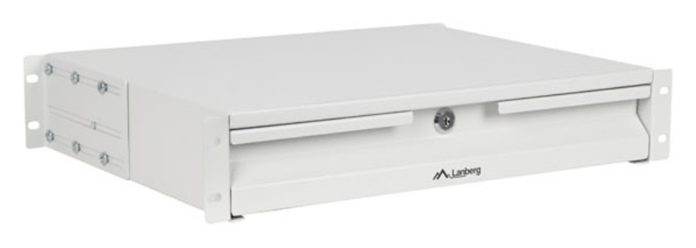 CAJON LANBERG PARA RACK 19" 2U 483X360MM HASTA 90KG GRIS CIERRE FRONTAL - detalle