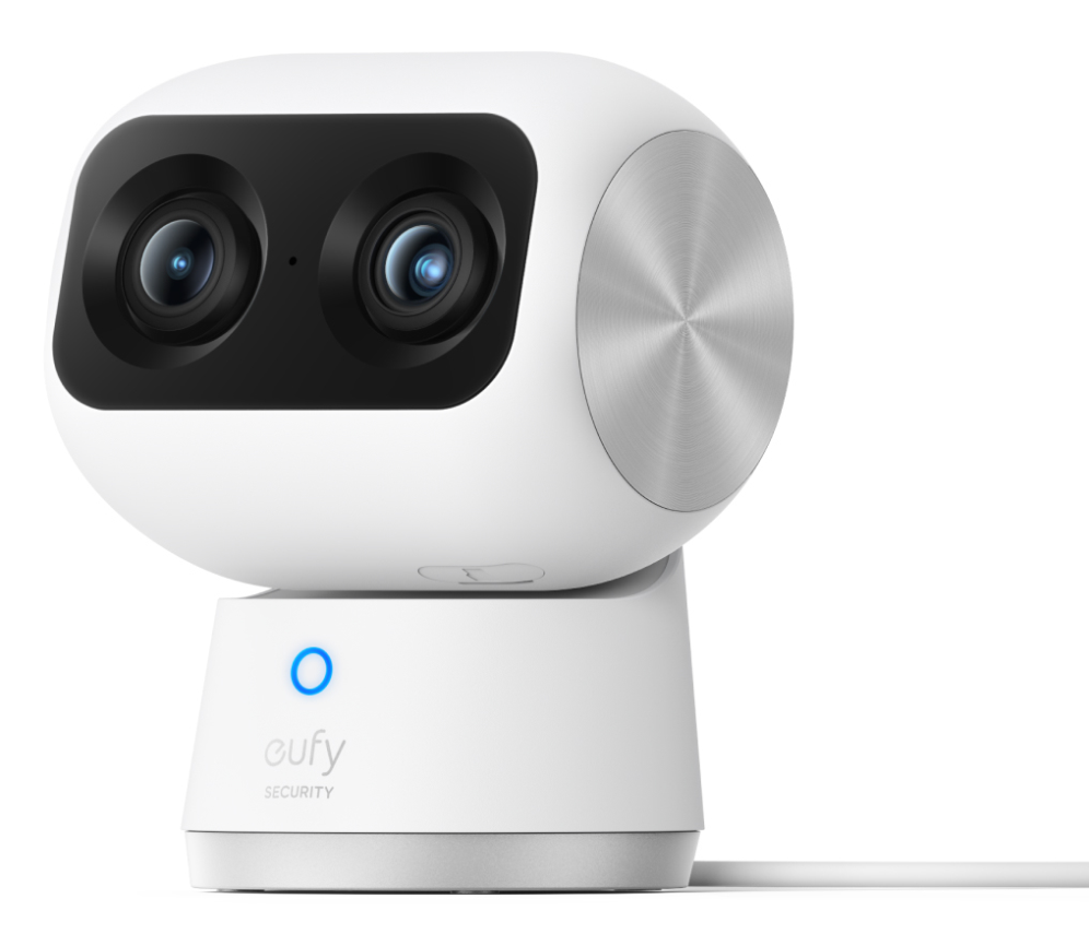Eufy Security Indoor Cam S350. cámara doble. cámara de seguridad con resolución 4K UHD. zoom de 8× y PTZ de 360°. IA par