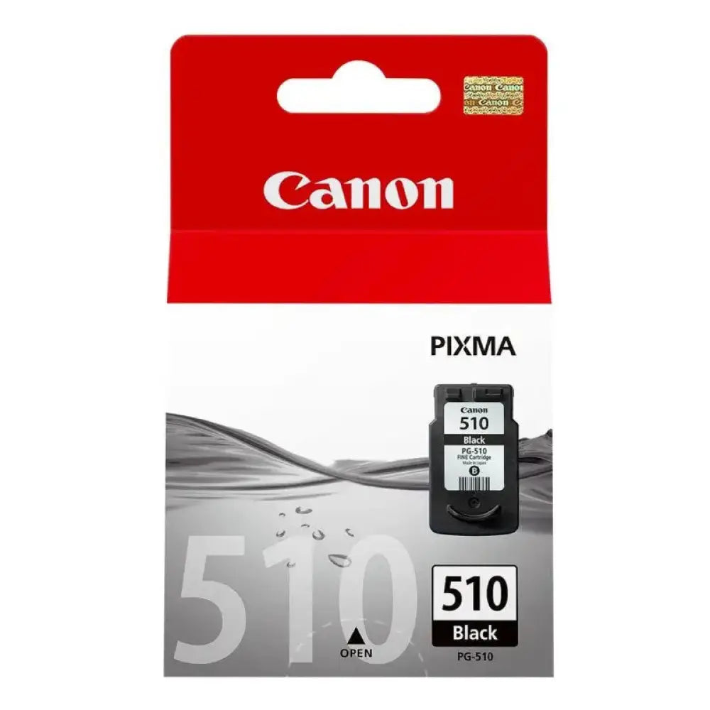 Cartucho de tinta original CANON PG-510 negro para impresora, visible en la imagen.