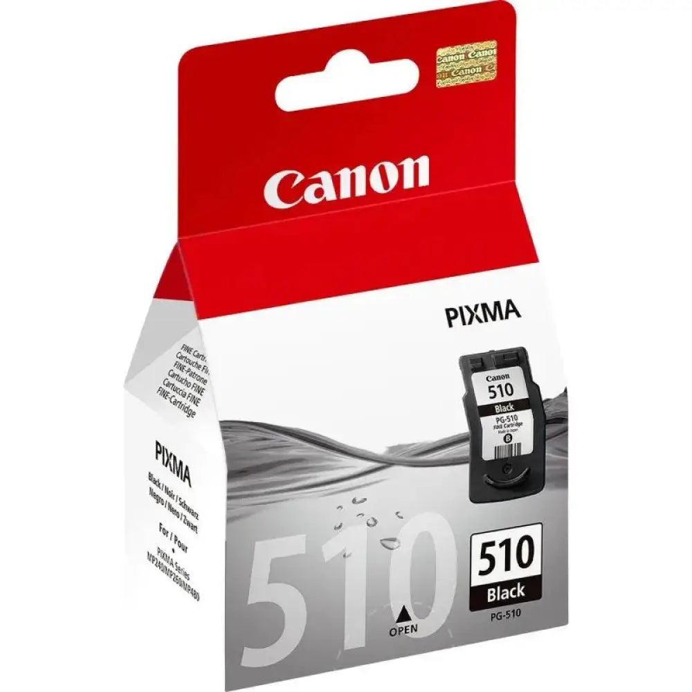 Cartucho de tinta original CANON PG-510 negro, compatible con impresoras Canon, visible en imagen.