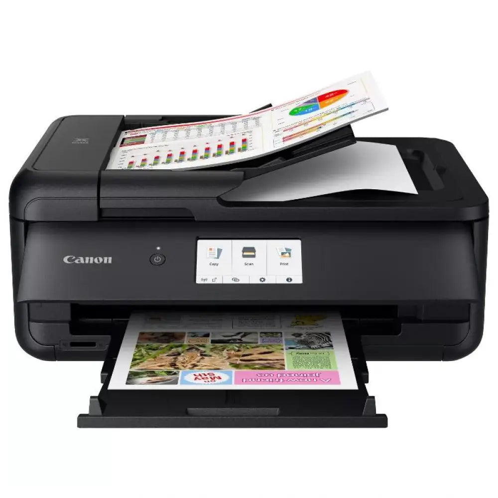 Impresora multifunción Canon Pixma TS9550a en color negro, con funciones de impresión, escaneo y copiado en papel A3