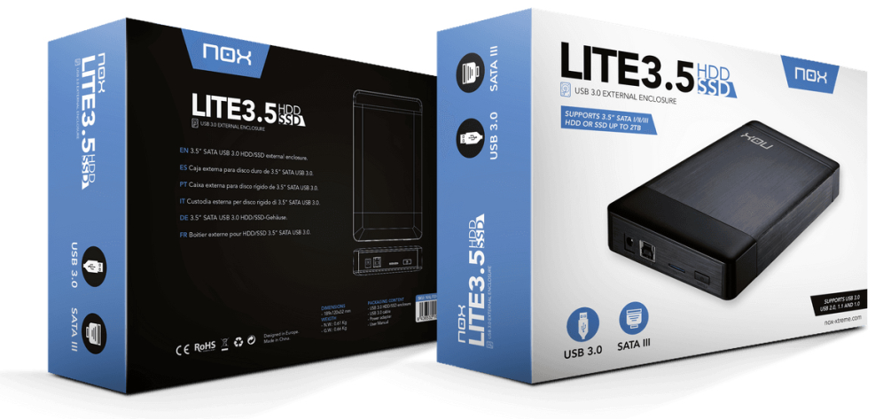 CARCASA DISCO DURO NOX LITE 3,5" HDD-SSD USB 3.0 - detalle