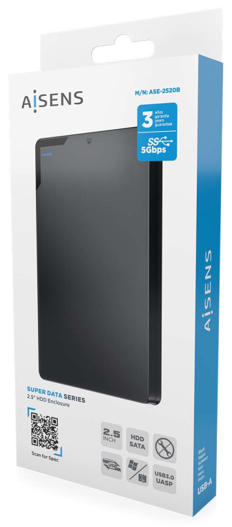 CARCASA HDD AISENS ASE-2520B 2.5" NEGRA - detalle