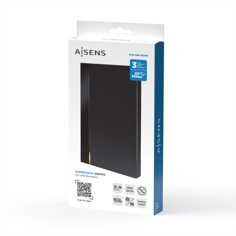 CARCASA HDD AISENS ASE-2524B 2.5" NEGRA - detalle