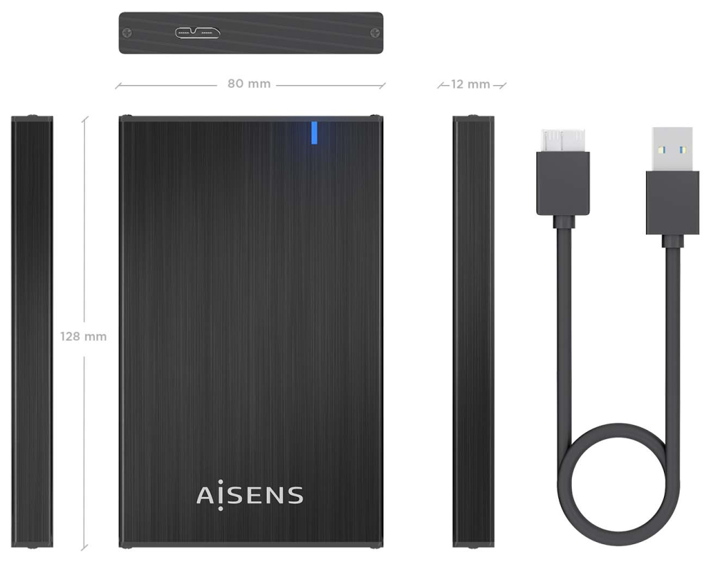 CARCASA HDD AISENS ASE-2527B 2.5 NEGRA - detalle
