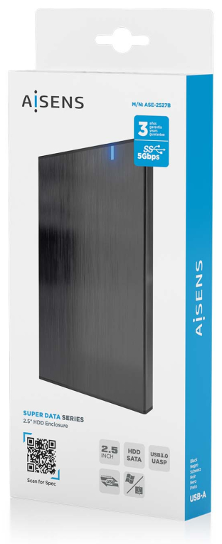 CARCASA HDD AISENS ASE-2527B 2.5 NEGRA - detalle