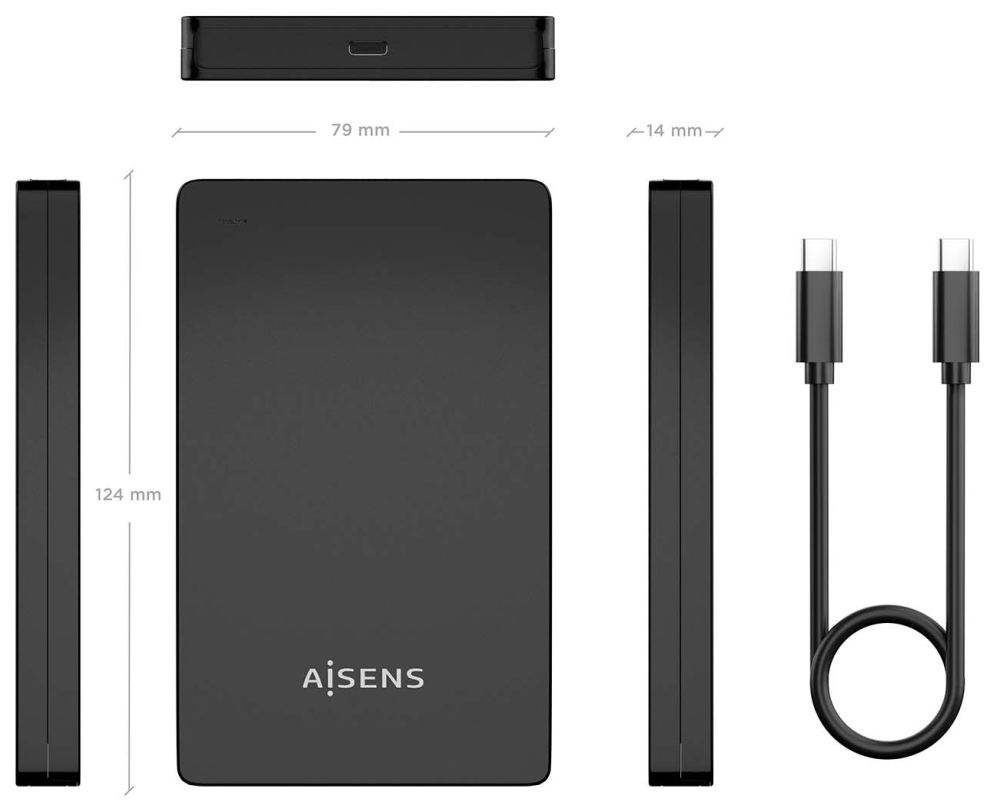 CARCASA HDD AISENS ASE-2542B 2.5" NEGRA - detalle