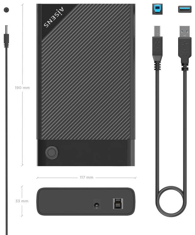 CARCASA HDD AISENS ASE-3529B 3.5" NEGRA - detalle