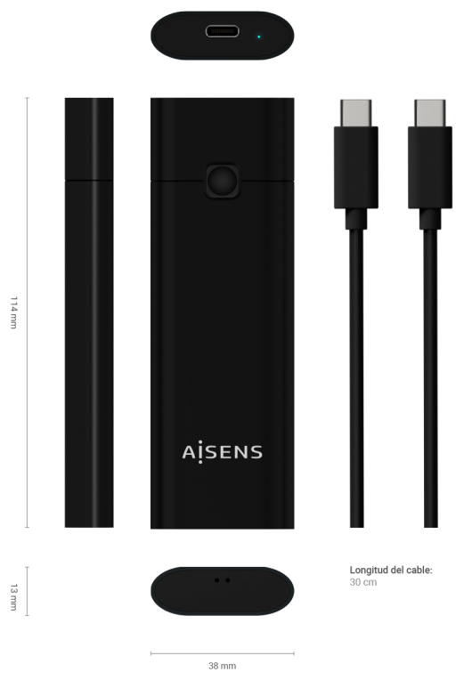 CARCASA HDD AISENS ASM2-020B M.2 NEGRA - detalle