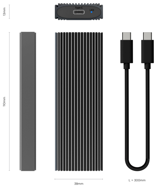 CARCASA HDD AISENS ASM2-023GR M.2 GRIS - detalle