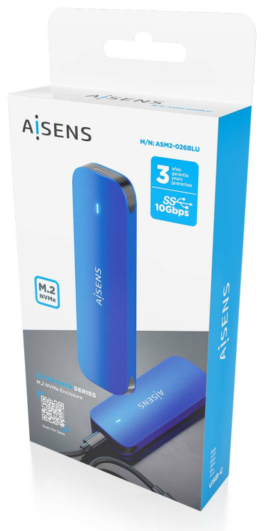CARCASA HDD AISENS ASM2-026BLU M.2 AZUL - detalle