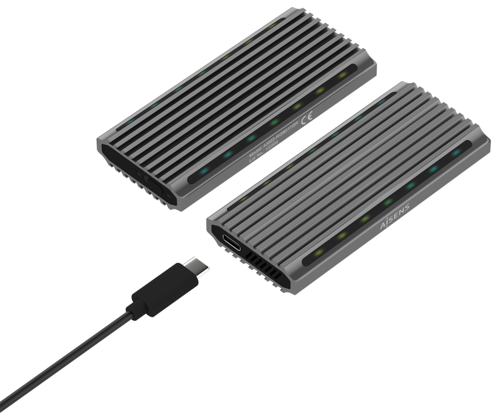 CARCASA HDD AISENS ASM2-RGB011GR M.2 GRIS - detalle