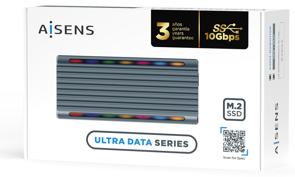 CARCASA HDD AISENS ASM2-RGB011GR M.2 GRIS - detalle