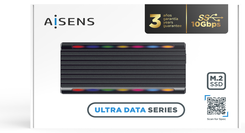 CARCASA HDD AISENS ASM2-RGB012B M.2 NEGRA - detalle