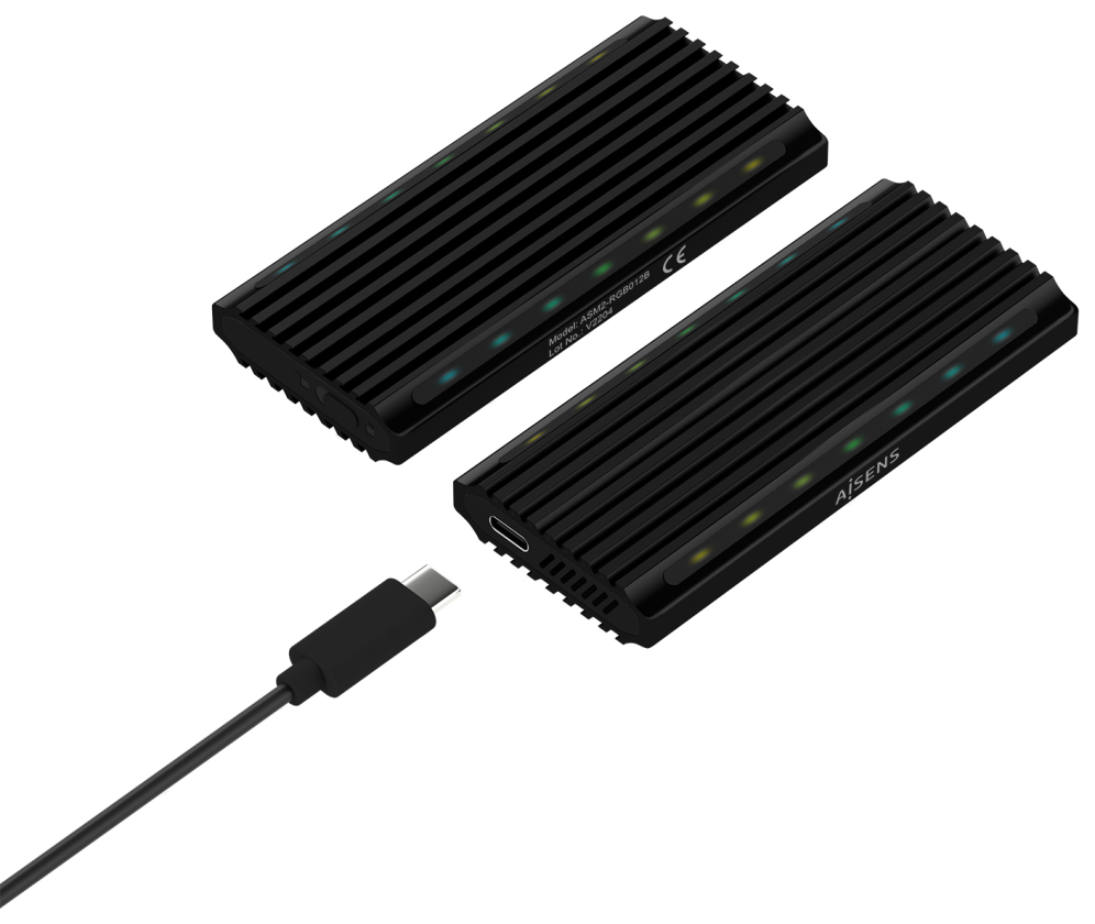 CARCASA HDD AISENS ASM2-RGB012B M.2 NEGRA - detalle