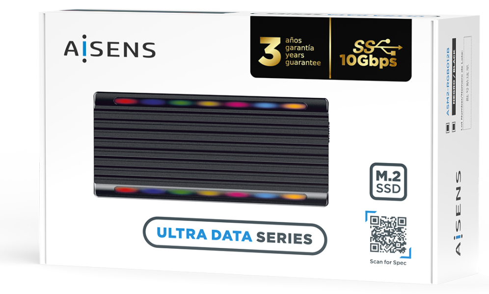 CARCASA HDD AISENS ASM2-RGB012B M.2 NEGRA - detalle