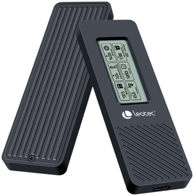 CARCASA HDD LEOTEC M.2 NVME CON PANEL LCD - detalle