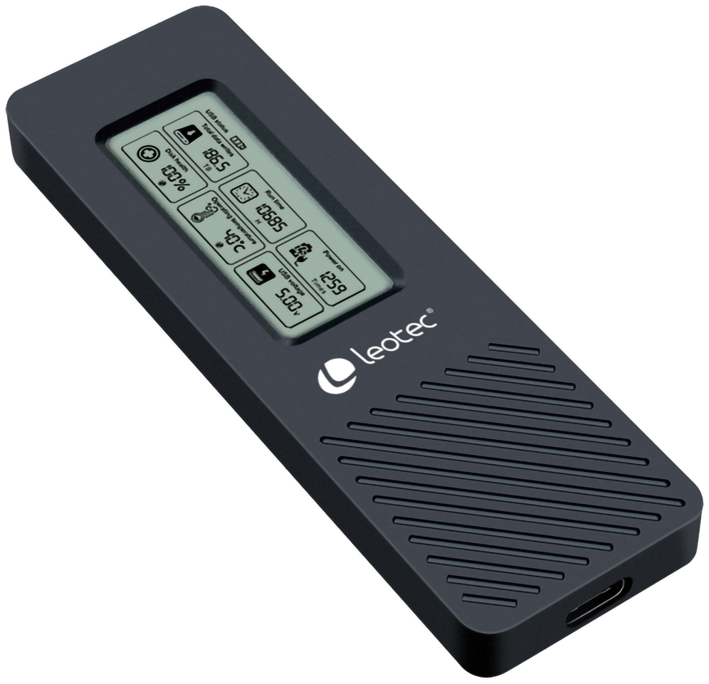 CARCASA HDD LEOTEC M.2 NVME CON PANEL LCD - detalle