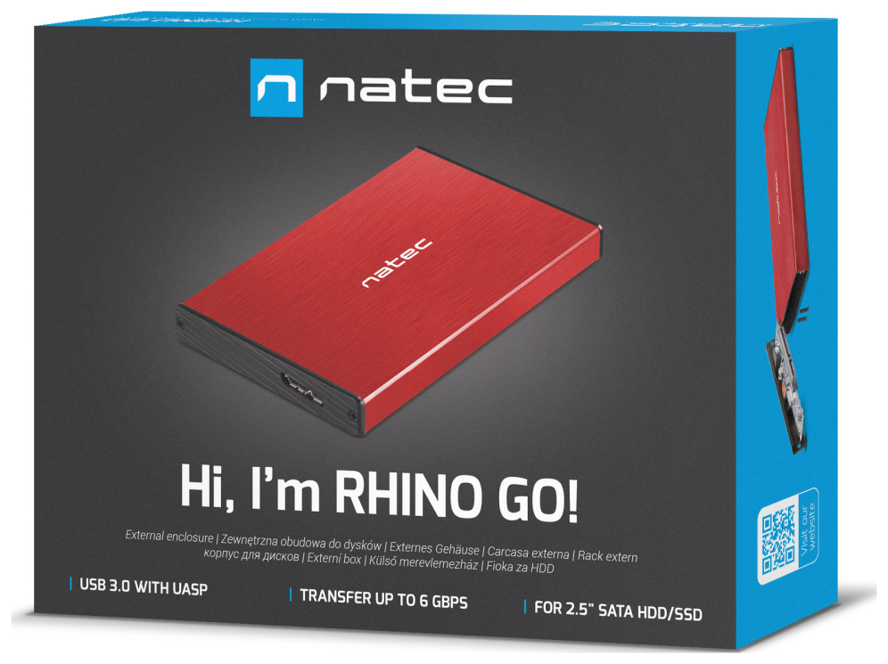 CARCASA HDD NATEC RHINO GO NKZ-1279 2,5" ROJA - detalle