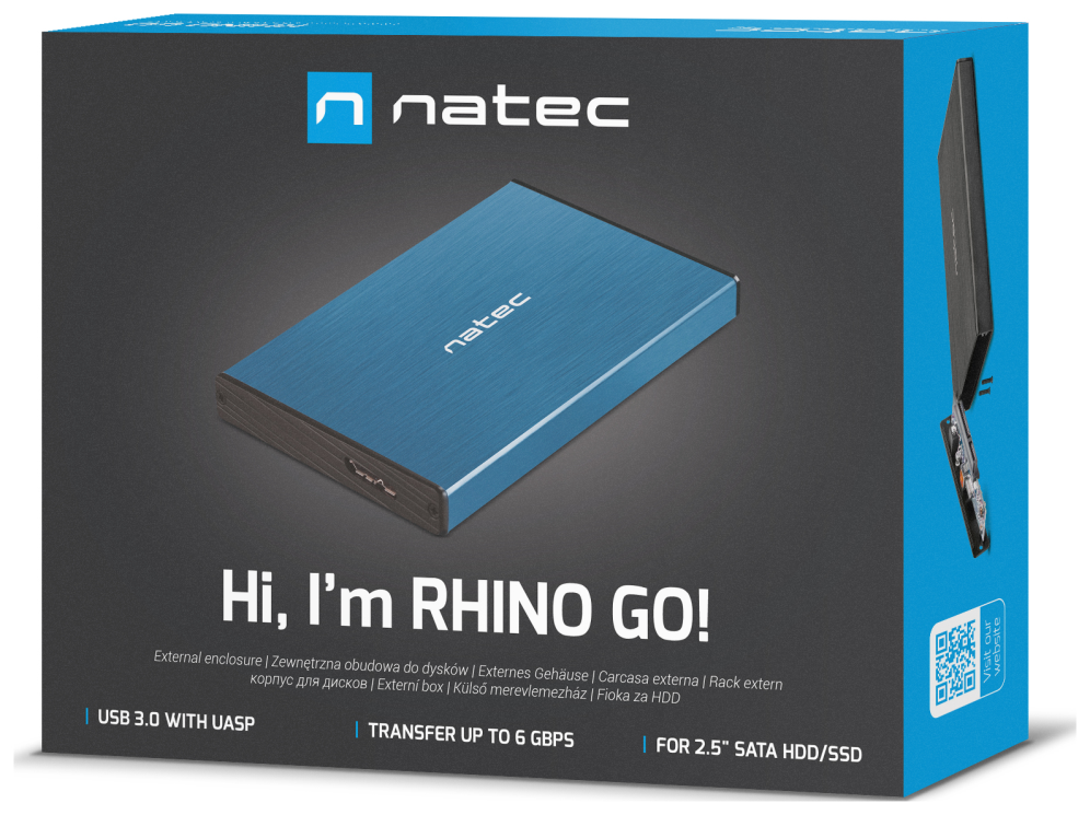 CARCASA HDD NATEC RHINO GO NKZ-1280 2,5" AZUL - detalle