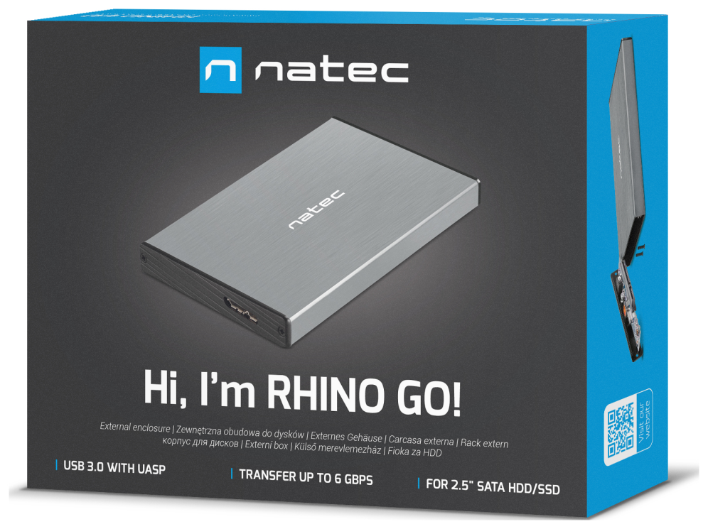 CARCASA HDD NATEC RHINO GO NKZ-1281 2,5" GRIS - detalle