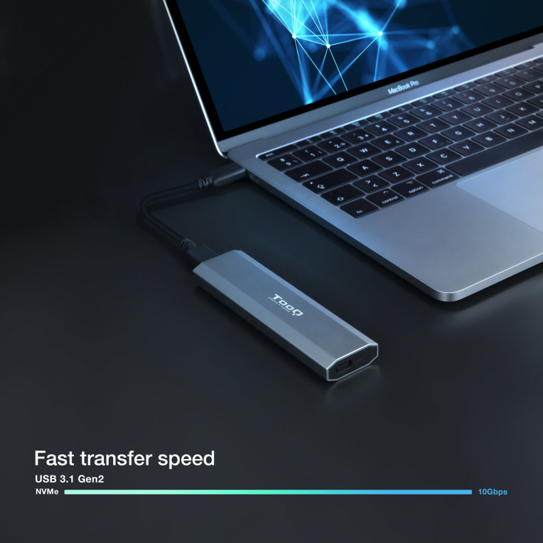 CARCASA HDD TOOQ SSD M.2 NGFF/NVMe GRIS - detalle