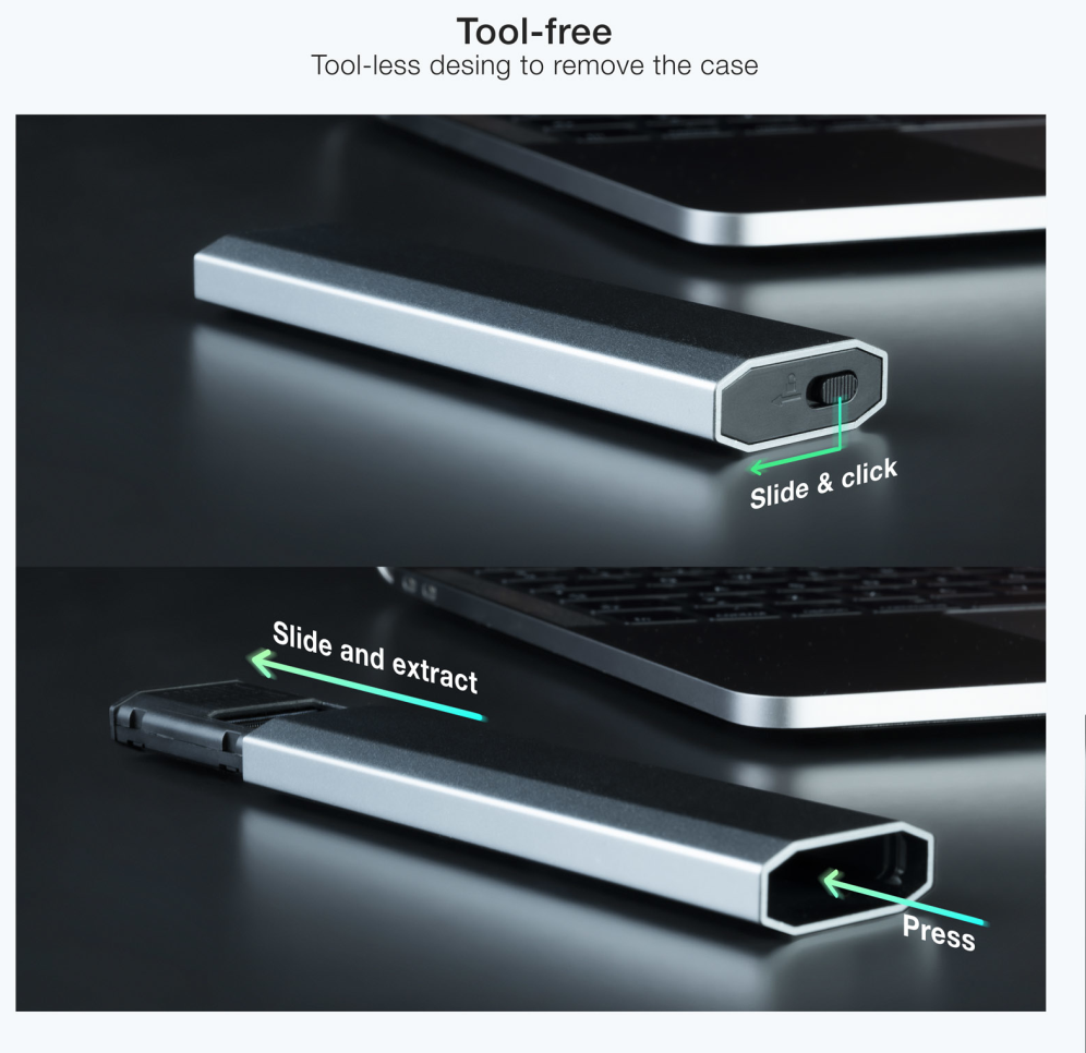 CARCASA HDD TOOQ SSD M.2 NGFF/NVMe GRIS - detalle