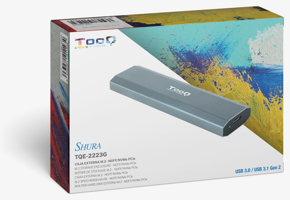 CARCASA HDD TOOQ SSD M.2 NGFF/NVMe GRIS - detalle