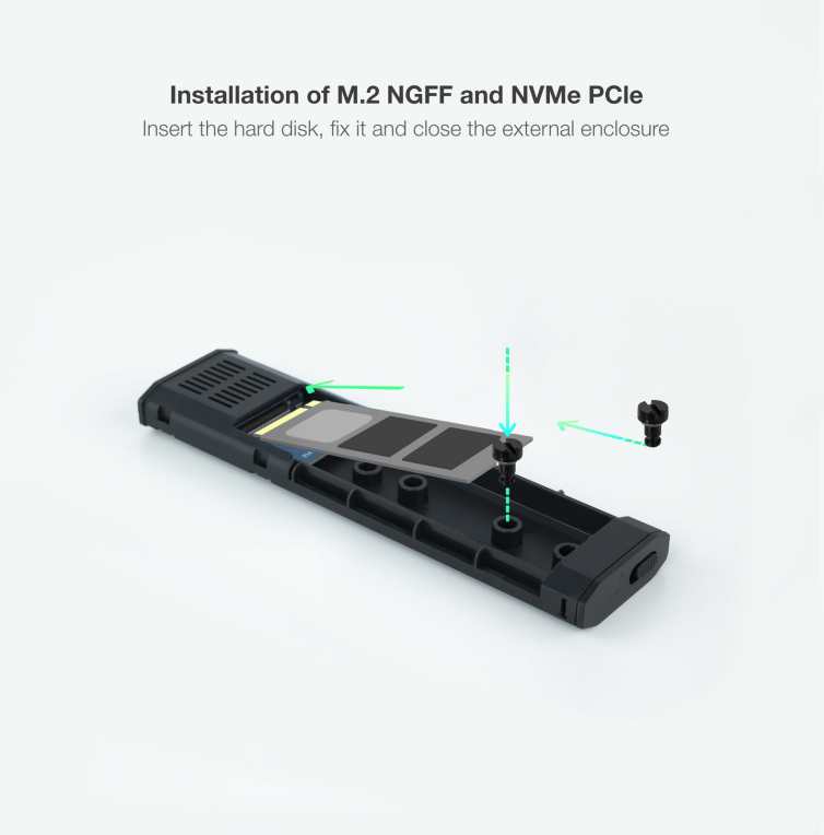 CARCASA HDD TOOQ SSD M.2 NGFF/NVMe GRIS - detalle