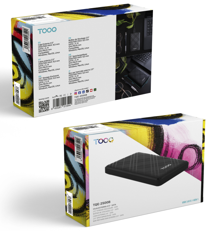 CARCASA HDD TOOQ TQE-2500B 2,5" NEGRA - detalle