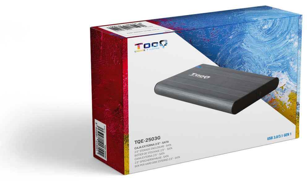 CARCASA HDD TOOQ TQE-2503G 2,5" GRIS - detalle