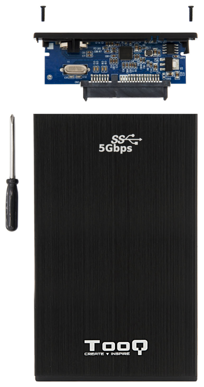 CARCASA HDD TOOQ TQE-2522B 2,5" 9,5 MM SATA USB 3.0 NEGRA - detalle