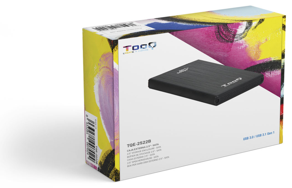 CARCASA HDD TOOQ TQE-2522B 2,5" 9,5 MM SATA USB 3.0 NEGRA - detalle