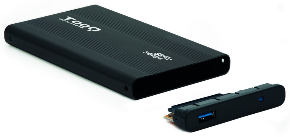 CARCASA HDD TOOQ TQE-2524B 2,5" 9,5 MM SATA USB 3.0 NEGRA - detalle