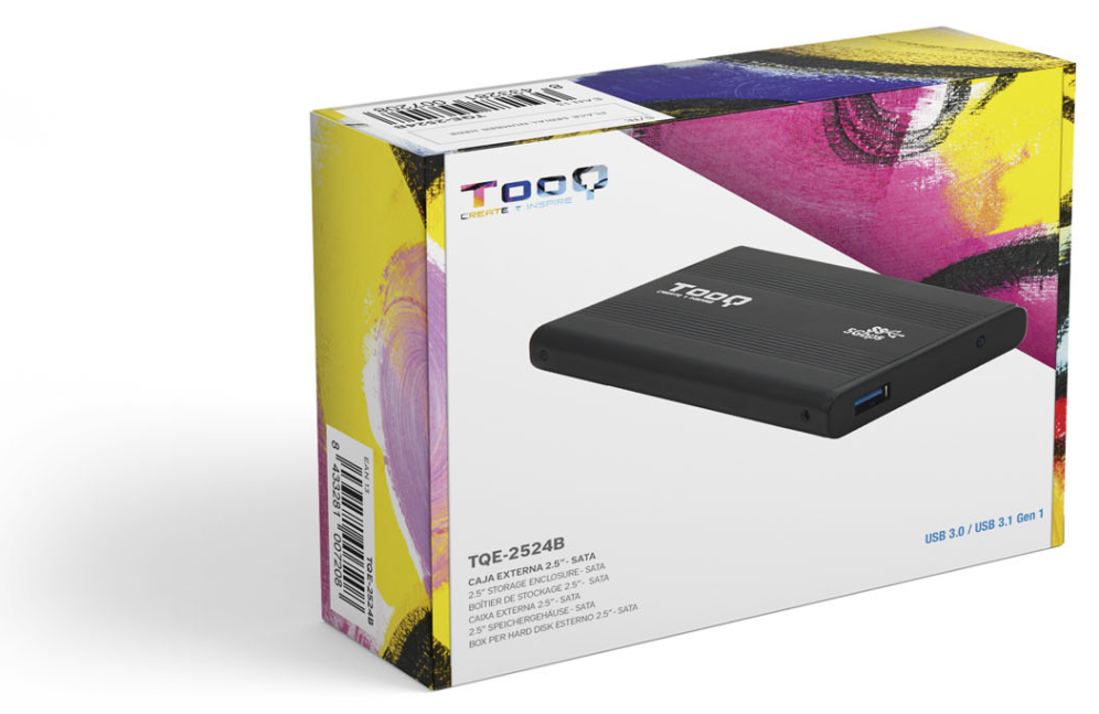 CARCASA HDD TOOQ TQE-2524B 2,5" 9,5 MM SATA USB 3.0 NEGRA - detalle