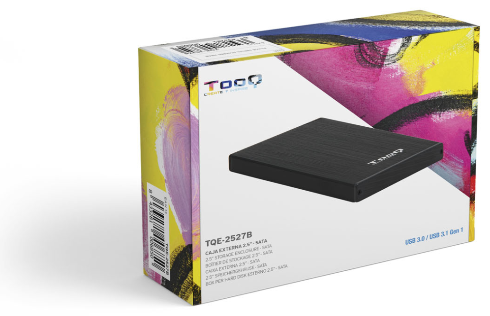 CARCASA HDD TOOQ TQE-2527B 2,5" 9,5 MM SATA USB 3.0 NEGRA - detalle