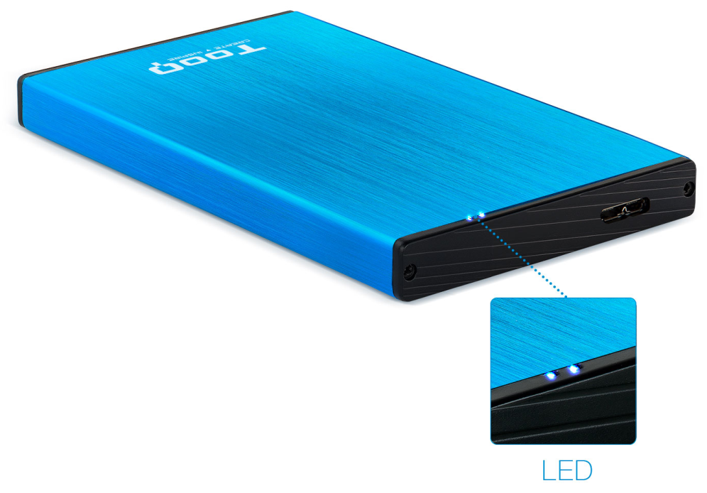 CARCASA HDD TOOQ TQE-2527BL 2,5" 9,5 MM SATA USB 3.0/3.1 AZUL - detalle