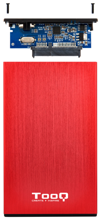CARCASA HDD TOOQ TQE-2527R 2,5" 9,5 MM SATA USB 3.0/3.1 ROJO - detalle