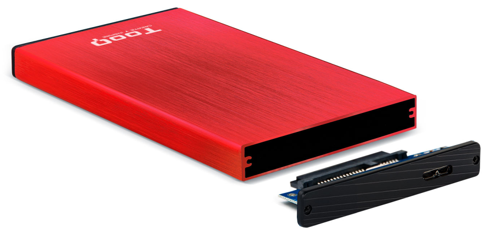 CARCASA HDD TOOQ TQE-2527R 2,5" 9,5 MM SATA USB 3.0/3.1 ROJO - detalle