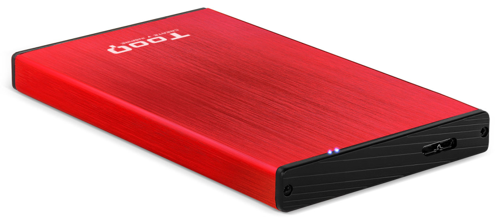 CARCASA HDD TOOQ TQE-2527R 2,5" 9,5 MM SATA USB 3.0/3.1 ROJO - detalle