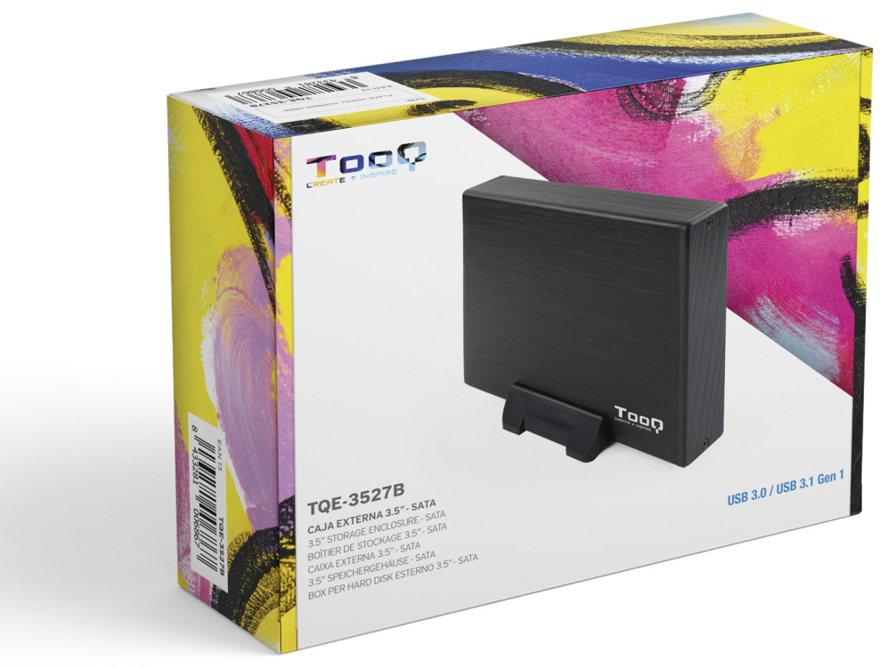 CARCASA HDD TOOQ TQE-3527B 3,5" SATA USB 3.0 NEGRA - detalle