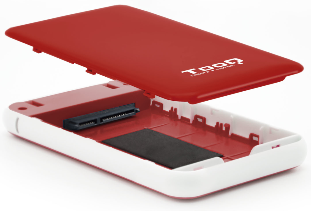 CARCASA HDD TQE-2528R 2,5" 9,5 MM SATA USB 3.1 GEN1 ROJA - detalle