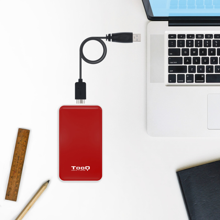 CARCASA HDD TQE-2528R 2,5" 9,5 MM SATA USB 3.1 GEN1 ROJA - detalle