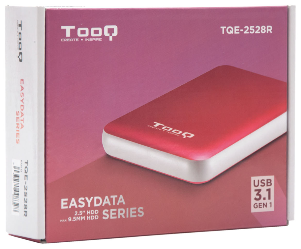 CARCASA HDD TQE-2528R 2,5" 9,5 MM SATA USB 3.1 GEN1 ROJA - detalle