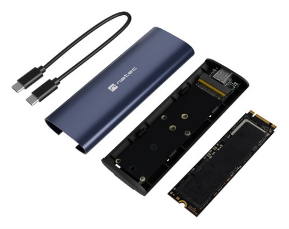 CARCASA SSD NATEC RHINO M.2 NVME LITE USB-C 3.2 GEN 2 ACERO NAVAL - detalle