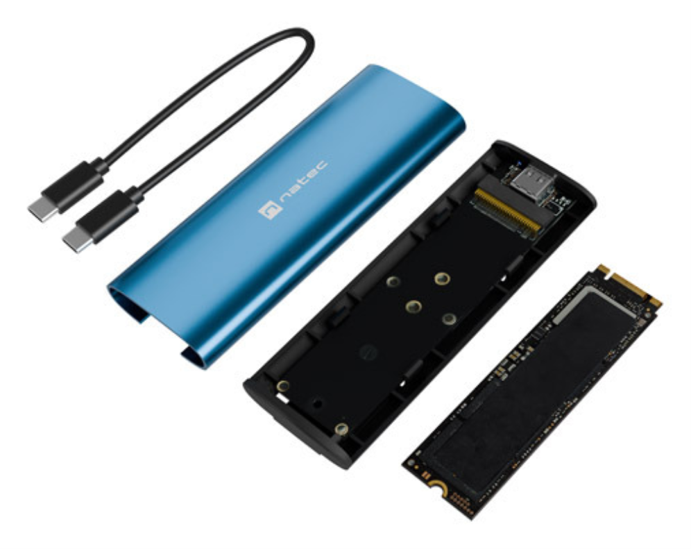 CARCASA SSD NATEC RHINO M.2 NVME LITE USB-C 3.2 GEN 2 AZUL HORIZONTE - detalle