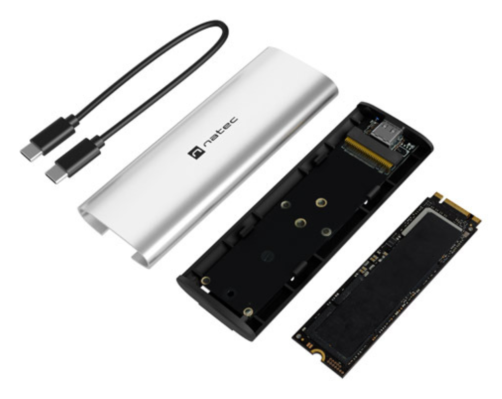 CARCASA SSD NATEC RHINO M.2 NVME LITE USB-C 3.2 GEN 2 PLATA ARTICO - detalle